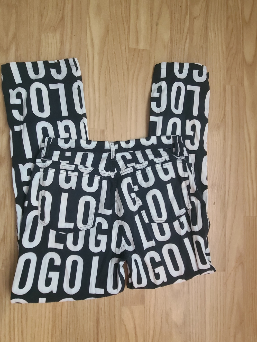 Moschino Vintage Black & White Logo Straight-Leg Jeans